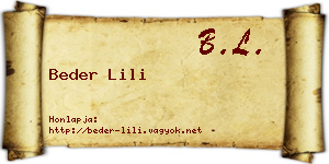 Beder Lili névjegykártya